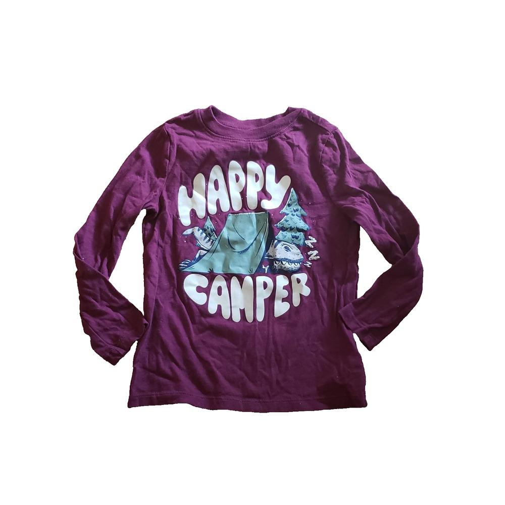 Old Navy Toddler Boys Happy Camper Long Sleeve Shirt Burgundy Size 4T